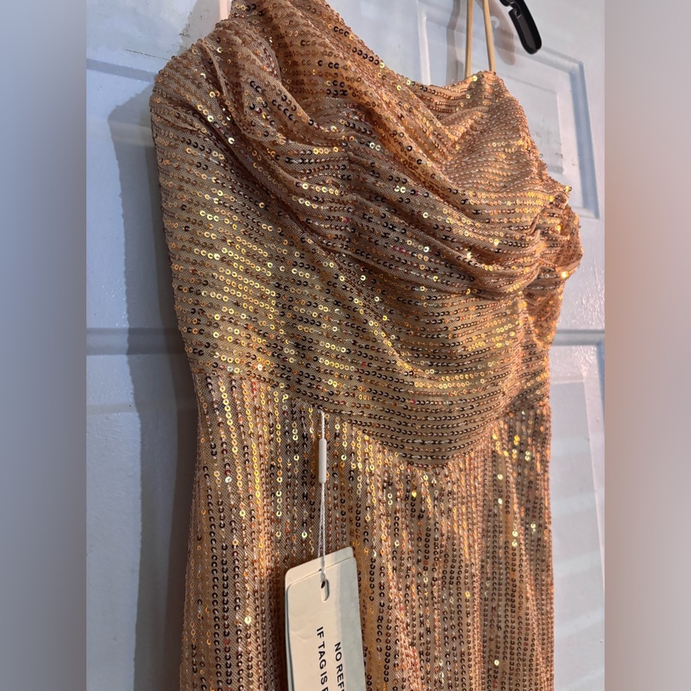 New Sequin Spaghetti Straps Cowl Neck Cocktail Party Dress Short Prom Dress - Picture 6 of 8
